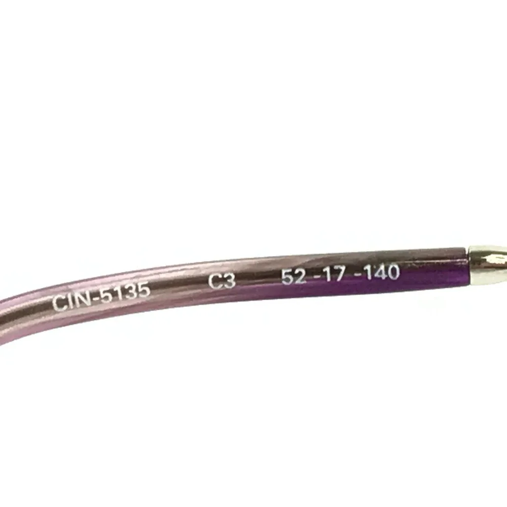 Cinzia Eyeglasses Frames CIN-5135 C3 Purple Horn Silver Cat Eye 52-17-140